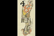 Aktor Sanokawa Ichimatsu jako animator lalki jōruri, przedstawiającej kurtyzanę Matsuyamę. Ze zbiorów Muzeum Sztuki i Techniki Japońskiej Manggha w Krakowie