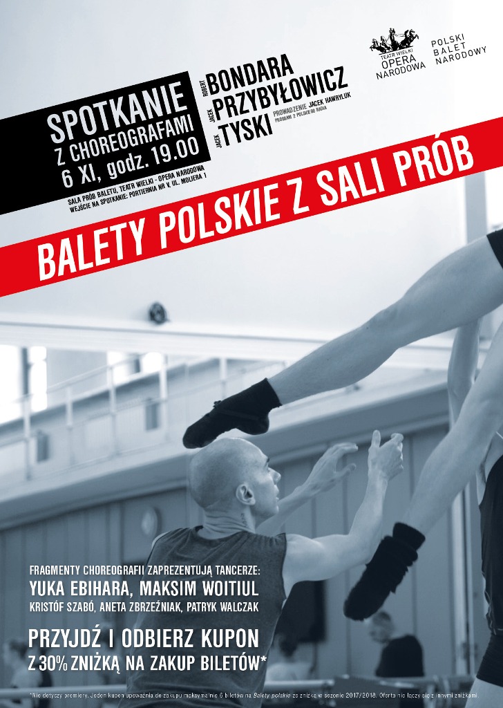 Poster advertising the meeting featuring ballet dancers in rehearsal