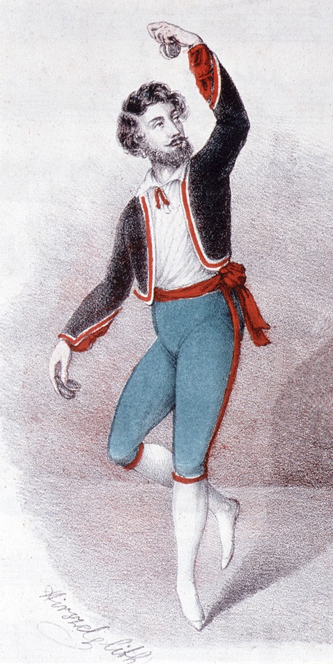 litografia przedstawiająca tancerza w pozie