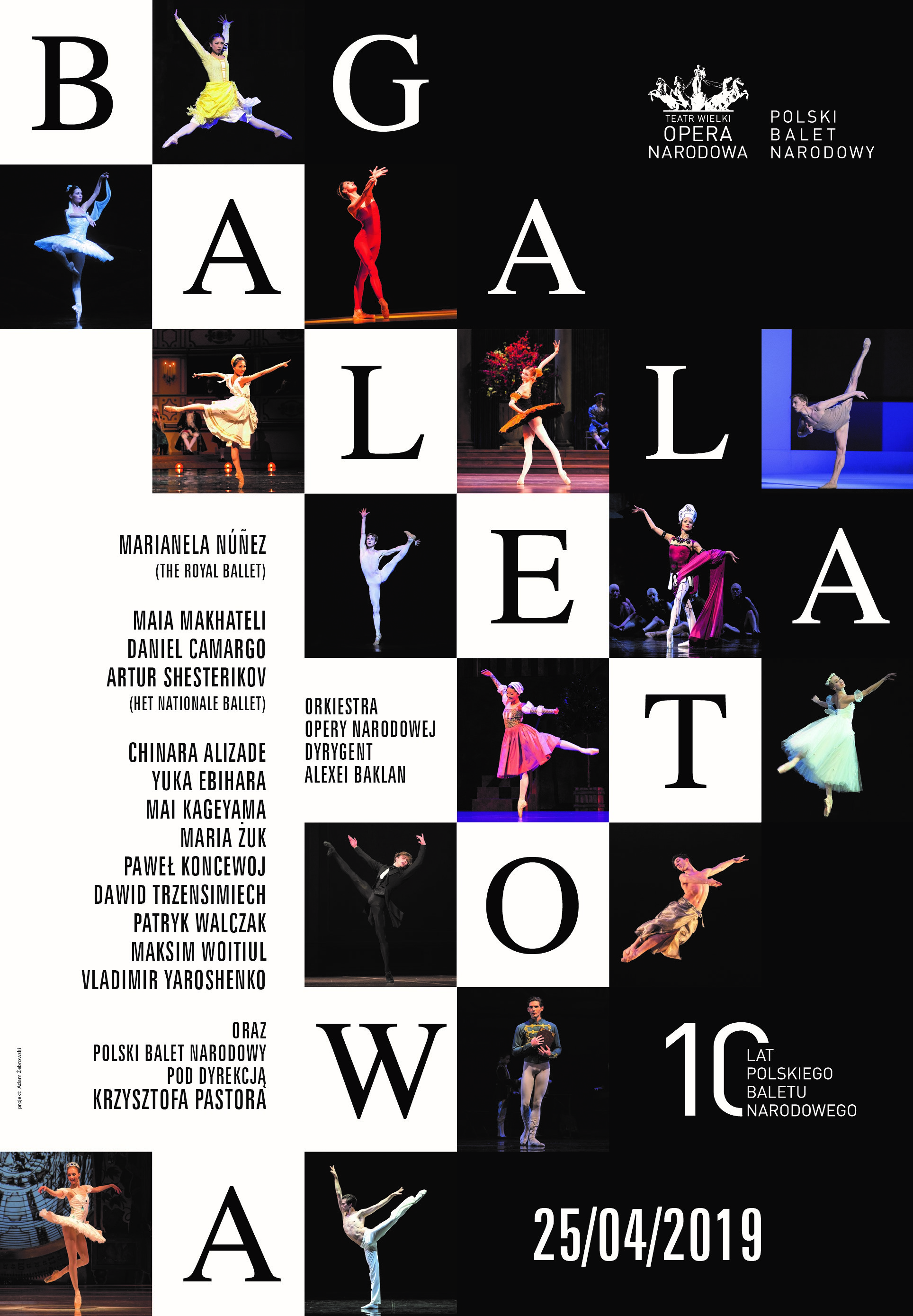 Na plakacie kilkanaście zdjęć tancerzy Polskiego Baletu Narodowego z różnych spektakli