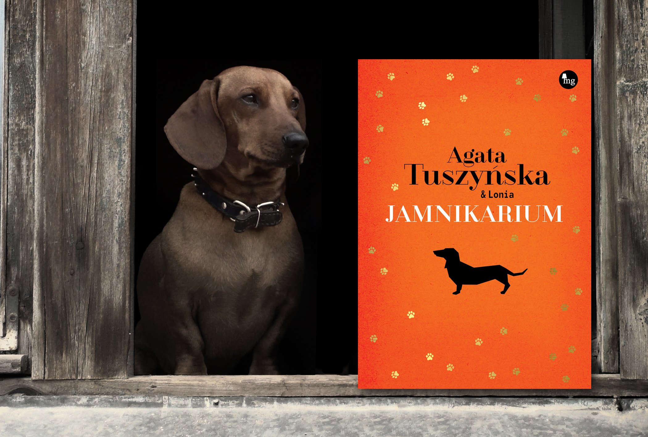 Pictured: a dachshund and the book cover