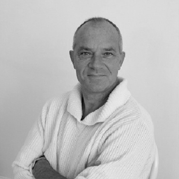 Black-and-white portrait photo of Steen Bjarke
